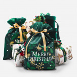 Portapanettone TNT Stampa Merry Christmas Verde Bosco