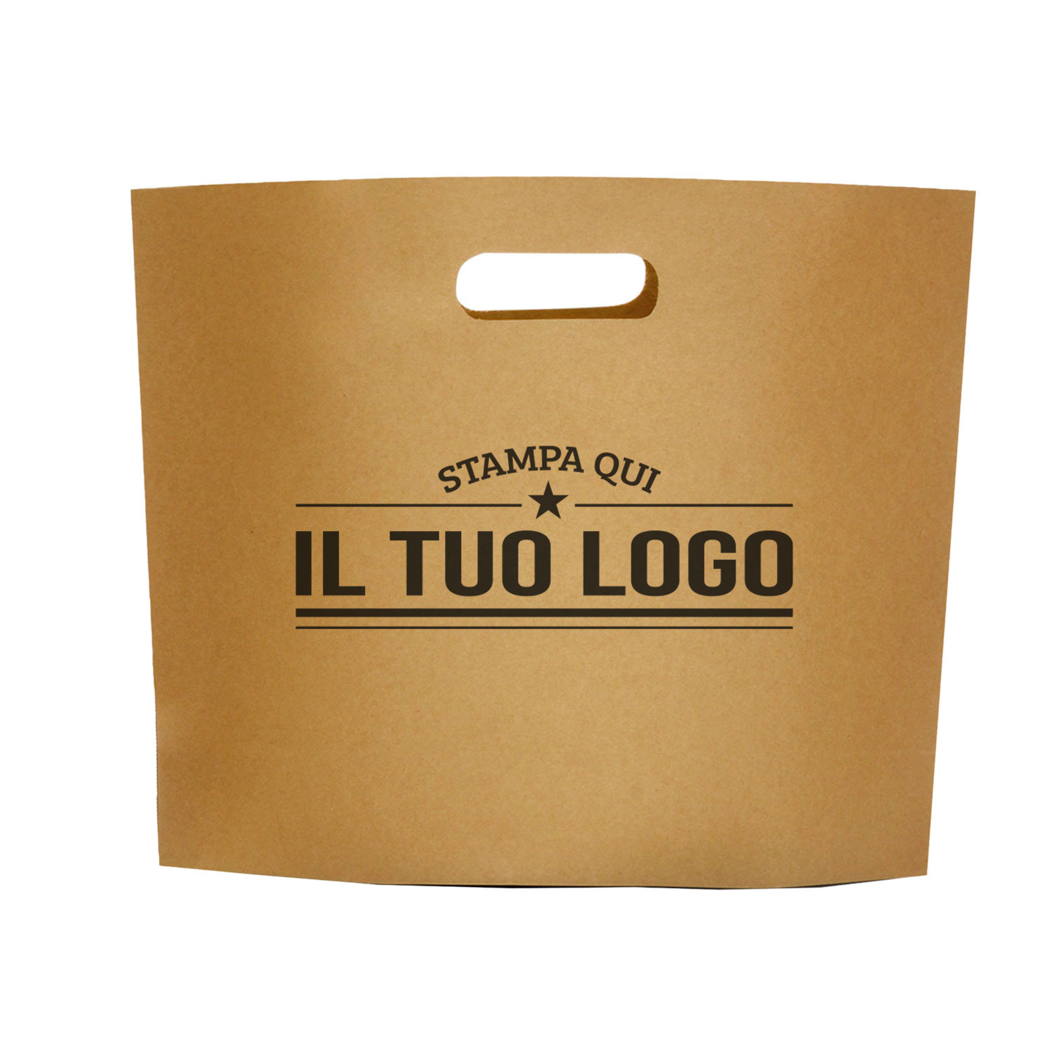 Shopper carta D-Bag personalizzate con logo, manico a fagiolo