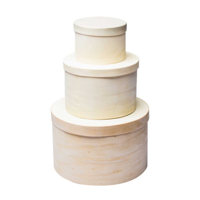 Scatole cappelliere in legno naturale per confezioni regalo, set da 4pz con  3 scatole