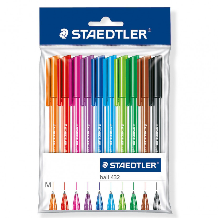 confezione da 10 multicolore Staedtler 43235MPB10 Penne a sfera colori assortiti 