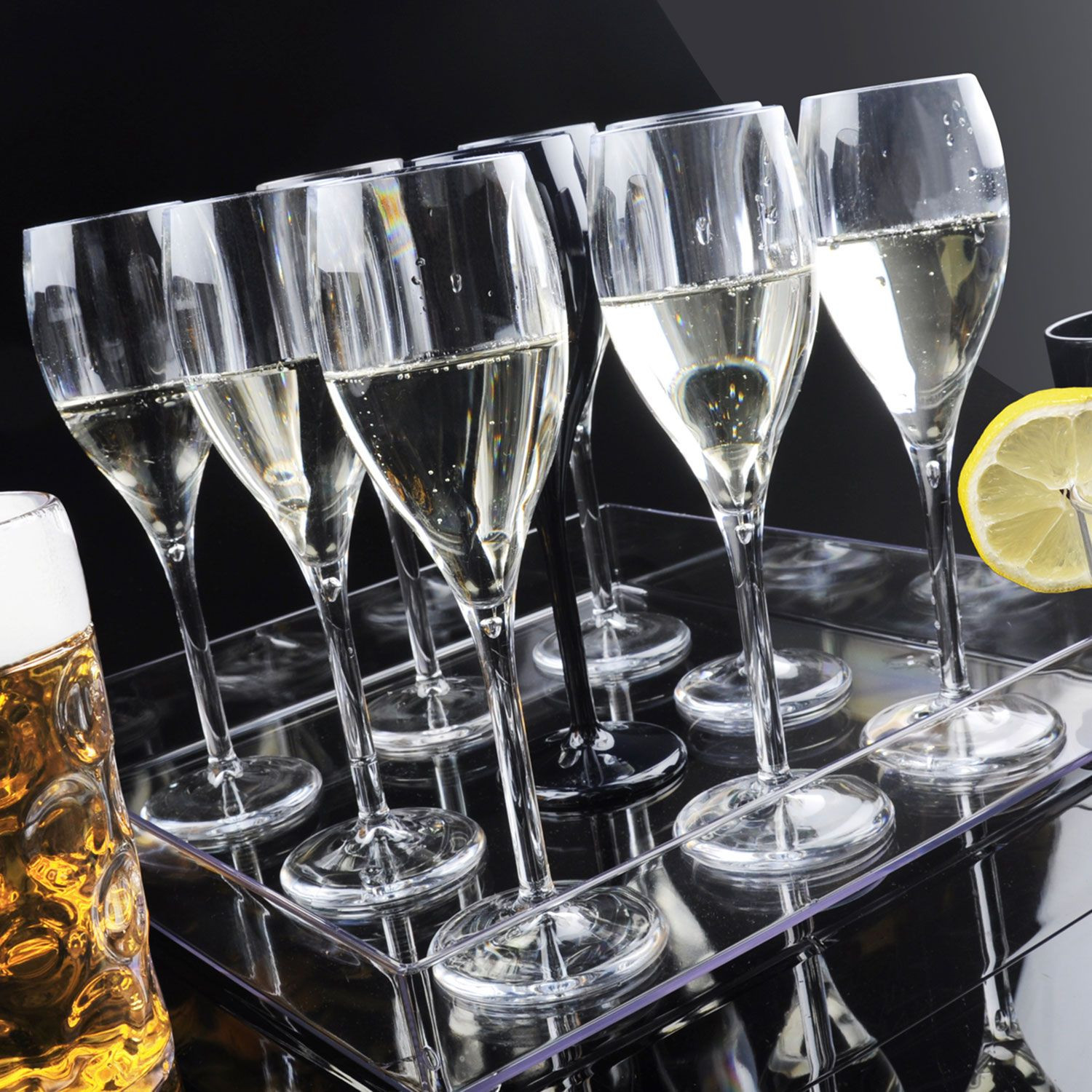 140 ml bar @ Drinkstuff flute di champagne monouso Set di 12 bicchieri da champagne in plastica trasparente 