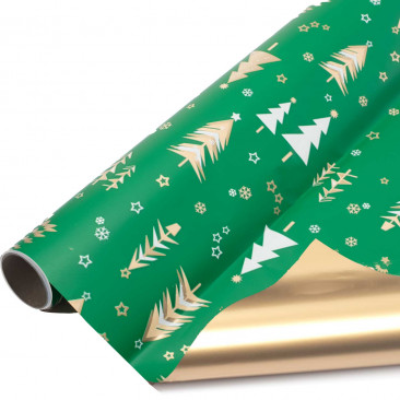 Bobina per confezioni natalizie Alberelli Verde e Oro