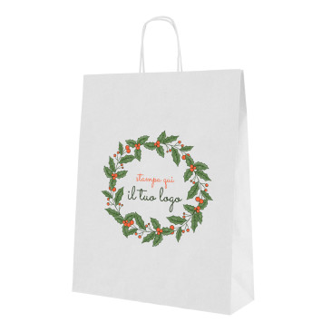Shopper Christmas frame personalizzata Bianco cordino (Personalizzabili)