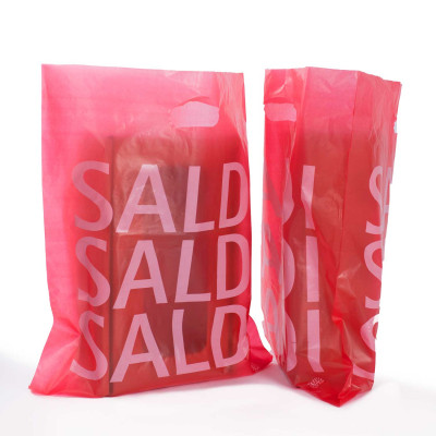 Shopper in plastica personalizzate con manici a fagiolo per negozi