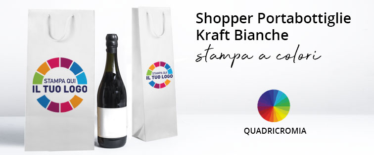 Shopper Portabottiglie Personalizzate a colori su 2 lati manico in cotone
