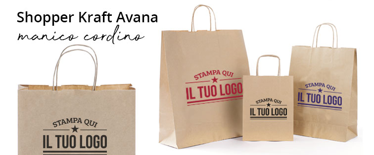 Shopper Avana Manico Cordino Personalizzata