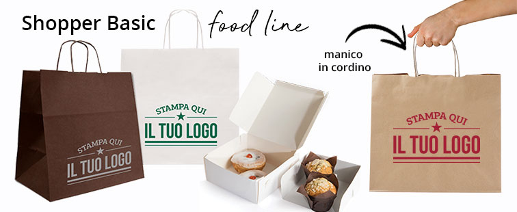 Shopper Basic Food Line Manico Cordino Personalizzata