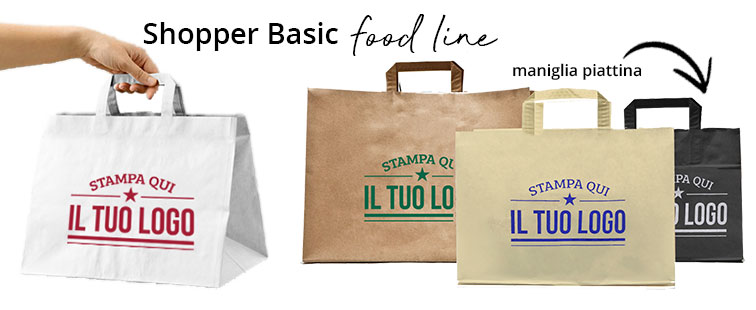 Shopper Basic Food Line Maniglia Piattina Personalizzata