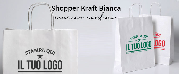 Shopper Bianca Manico Cordino Personalizzata