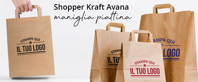 Shopper Avana Manico Piattina Personalizzata