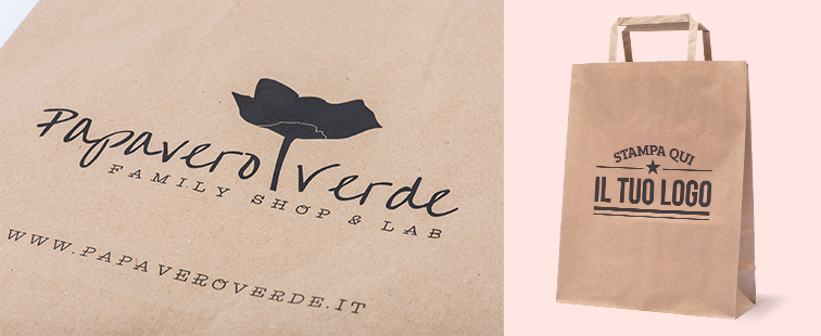 Shopper Buste di Carta Personalizzate con Logo Avana Sacchetti con Manici 1 
