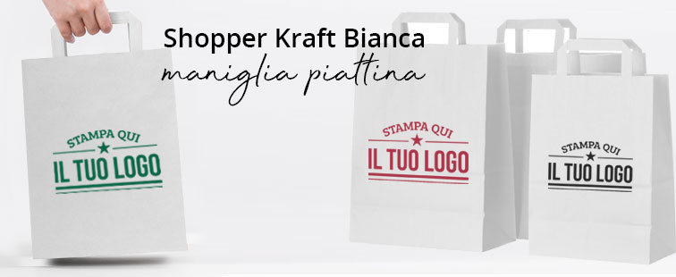 Shopper Bianca Manico Piattina Personalizzata